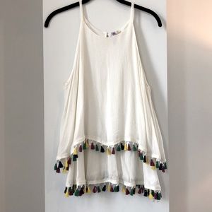 Layered tank with fringe detail